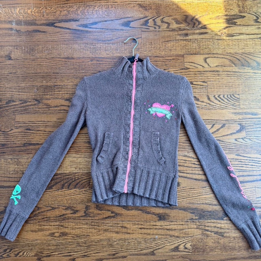 DKNY jeans brown zip